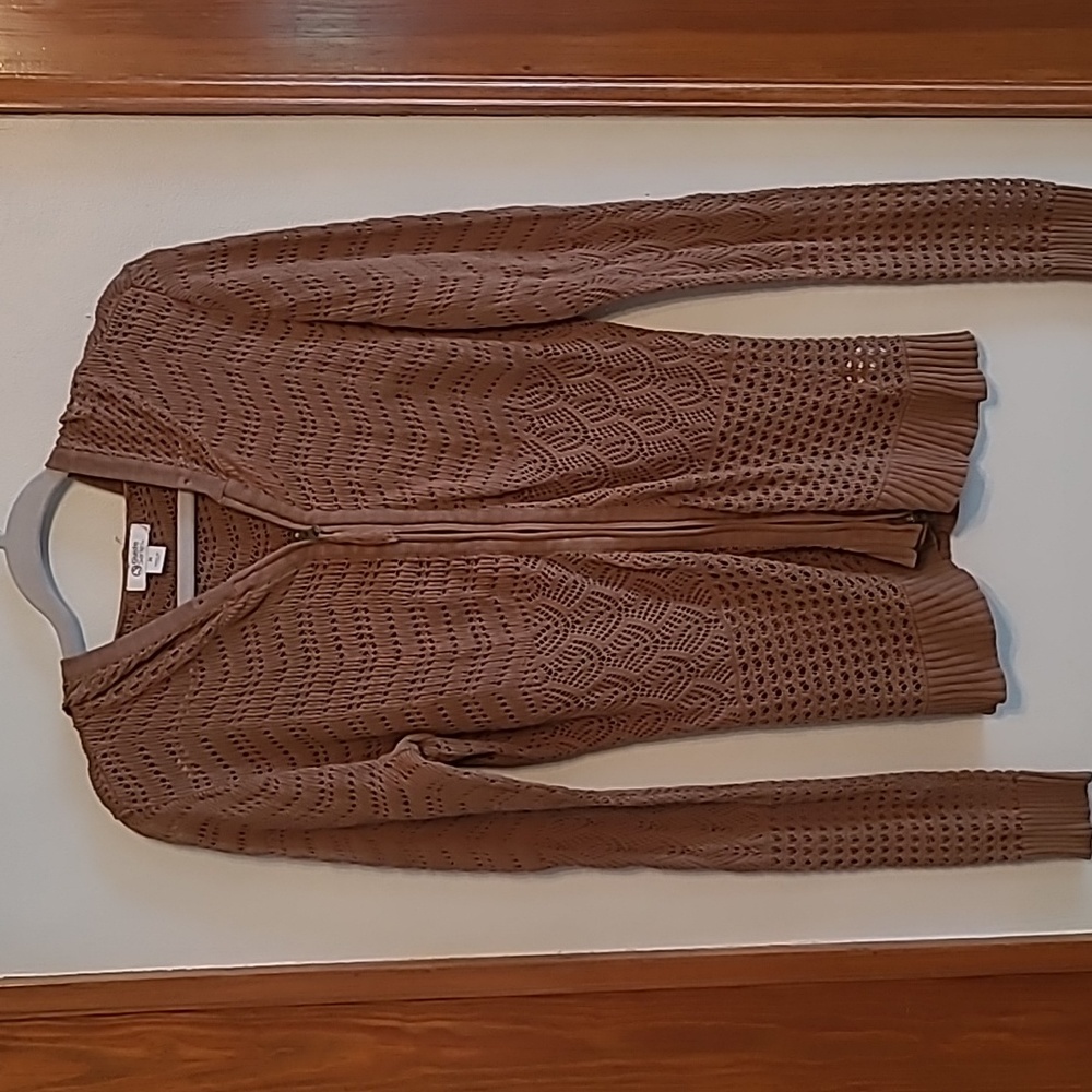 Gander Mountain Guide Series Brown Hooded Sweater Zip Front Size Medium